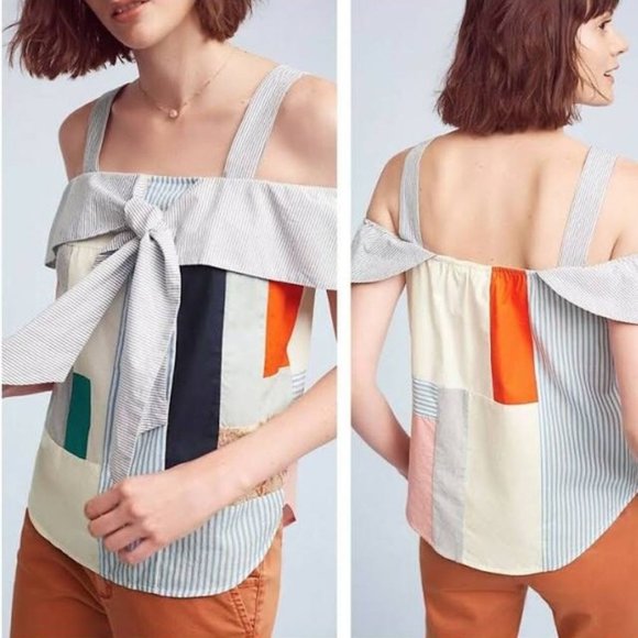 Anthropologie Tops - Maeve Medley Open Shoulder Patchwork Tank